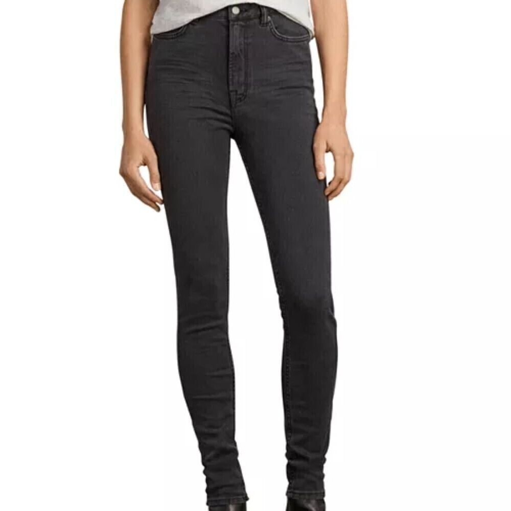 Allsaints Dark Gray Stilt High-Rise Skinny Jeans 24